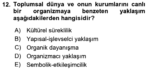 Kültür Sosyolojisi 2023-2024 Ara Sınav - 12. soru