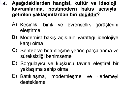 Kültür Sosyolojisi 2012-2013 Dönem Sonu Sınavı - 4. soru