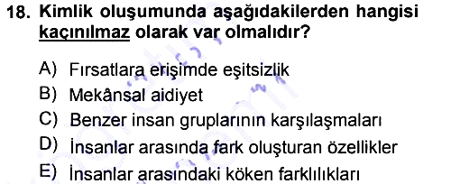 Kültür Sosyolojisi 2012-2013 Dönem Sonu Sınavı - 18. soru