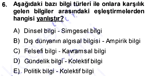 Kültür Sosyolojisi 2013-2014 Dönem Sonu Sınavı - 6. soru