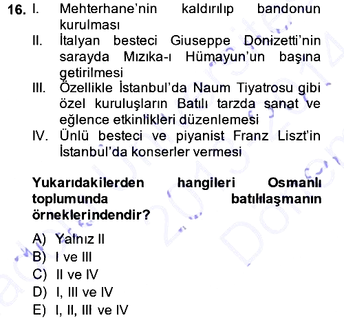 Kültür Sosyolojisi 2013-2014 Dönem Sonu Sınavı - 16. soru