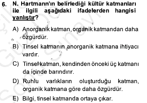 Kültür Sosyolojisi 2014-2015 Dönem Sonu Sınavı - 6. soru