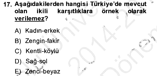 Kültür Sosyolojisi 2014-2015 Dönem Sonu Sınavı - 17. soru