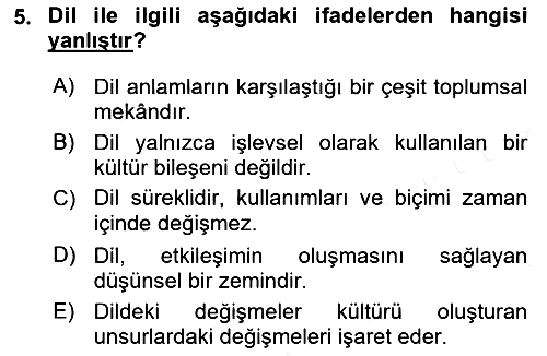 Kültür Sosyolojisi 2016-2017 Dönem Sonu Sınavı - 5. soru