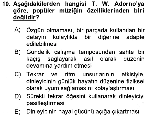 Kültür Sosyolojisi 2017-2018 Dönem Sonu Sınavı - 10. soru