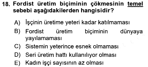 Kültür Sosyolojisi 2017-2018 Dönem Sonu Sınavı - 18. soru