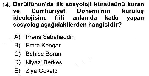 Kültür Sosyolojisi 2018-2019 Dönem Sonu Sınavı - 14. soru