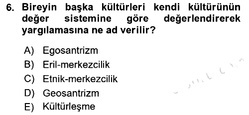 Kültür Sosyolojisi 2021-2022 Dönem Sonu Sınavı - 6. soru