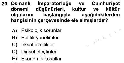 Kültür Sosyolojisi 2022-2023 Dönem Sonu Sınavı - 20. soru