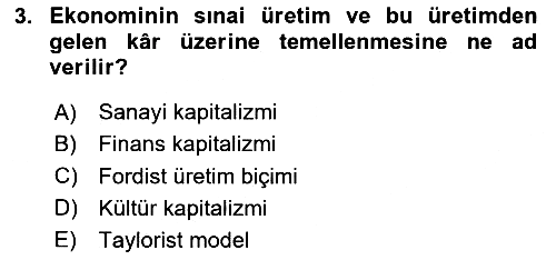 Kültür Sosyolojisi 2024-2025 Dönem Sonu Sınavı - 3. soru