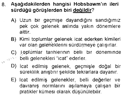 Kültür Sosyolojisi 2012-2013 Tek Ders Sınavı - 8. soru