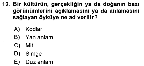 Kültür Sosyolojisi 2018-2019 Yaz Okulu Sınavı - 12. soru