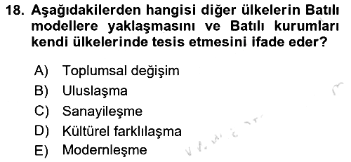 Kültür Sosyolojisi 2022-2023 Yaz Okulu Sınavı - 18. soru