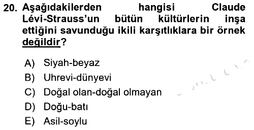 Kültür Sosyolojisi 2022-2023 Yaz Okulu Sınavı - 20. soru