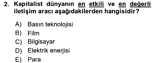 Medya Sosyolojisi 2017-2018 3 Ders Sınavı - 2. soru