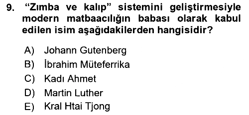 Medya Sosyolojisi 2018-2019 3 Ders Sınavı - 9. soru