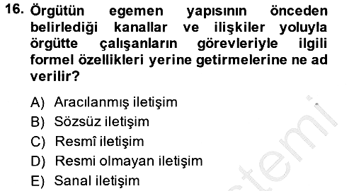 Medya Sosyolojisi 2014-2015 Ara Sınav - 16. soru