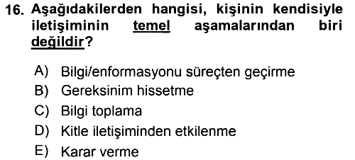 Medya Sosyolojisi 2016-2017 Ara Sınav - 16. soru