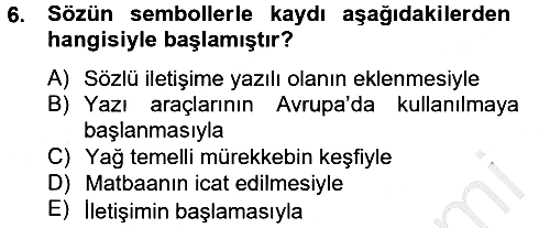 Medya Sosyolojisi 2012-2013 Dönem Sonu Sınavı - 6. soru