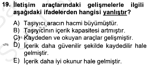 Medya Sosyolojisi 2012-2013 Dönem Sonu Sınavı - 19. soru