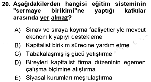Medya Sosyolojisi 2015-2016 Dönem Sonu Sınavı - 20. soru