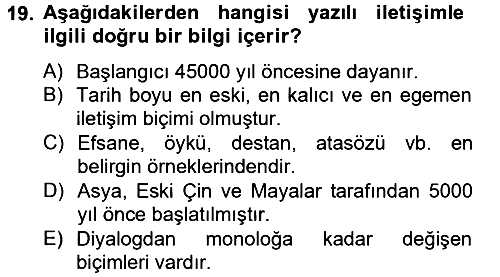 Medya Sosyolojisi 2013-2014 Tek Ders Sınavı - 19. soru