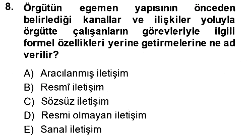 Medya Sosyolojisi 2014-2015 Tek Ders Sınavı - 8. soru