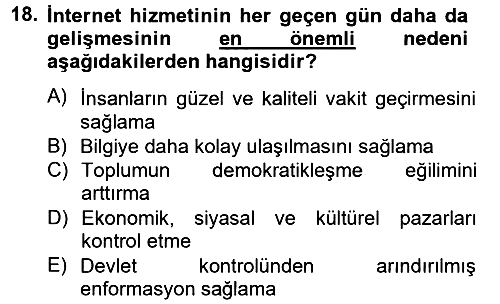 Medya Sosyolojisi 2014-2015 Tek Ders Sınavı - 18. soru