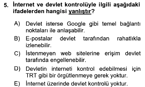 Medya Sosyolojisi 2015-2016 Tek Ders Sınavı - 5. soru