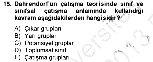 Modern Sosyoloji 2012-2013 Ara Sınav - 15. soru