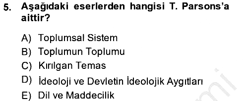 Modern Sosyoloji 2014-2015 Ara Sınav - 5. soru
