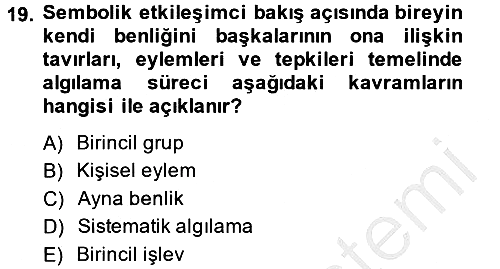 Modern Sosyoloji 2014-2015 Ara Sınav - 19. soru