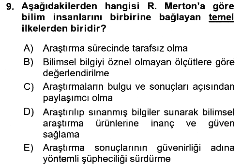 Modern Sosyoloji 2015-2016 Ara Sınav - 9. soru