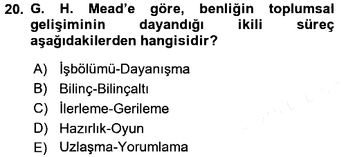 Modern Sosyoloji 2015-2016 Ara Sınav - 20. soru