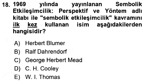 Modern Sosyoloji 2018-2019 Ara Sınav - 18. soru