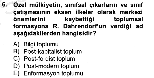 Modern Sosyoloji 2012-2013 Dönem Sonu Sınavı - 6. soru