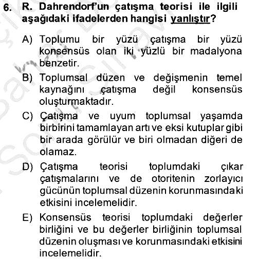 Modern Sosyoloji 2014-2015 Dönem Sonu Sınavı - 6. soru