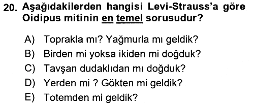 Modern Sosyoloji 2015-2016 Dönem Sonu Sınavı - 20. soru
