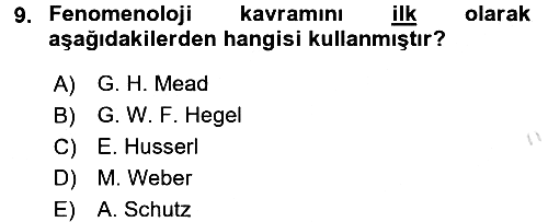 Modern Sosyoloji 2016-2017 Dönem Sonu Sınavı - 9. soru