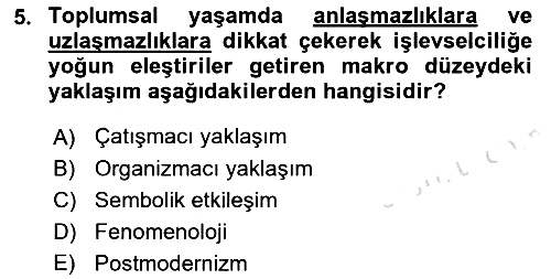 Modern Sosyoloji 2021-2022 Yaz Okulu Sınavı - 5. soru