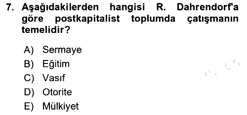 Modern Sosyoloji 2024-2025 Yaz Okulu Sınavı - 7. soru