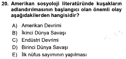 Nüfus Ve Toplum 2024-2025 Ara Sınav - 20. soru