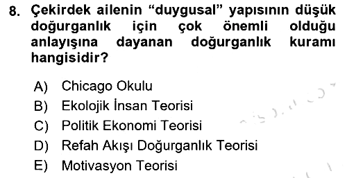 Nüfus Ve Toplum 2023-2024 Dönem Sonu Sınavı - 8. soru