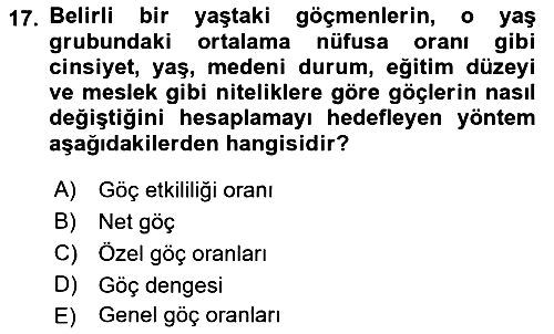 Nüfus Ve Toplum 2023-2024 Dönem Sonu Sınavı - 17. soru