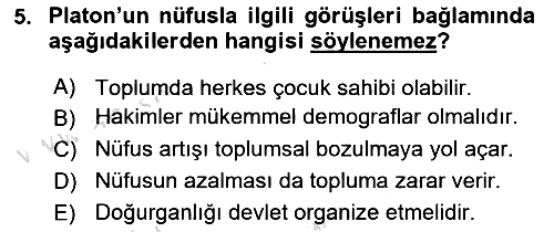 Nüfus Ve Toplum 2024-2025 Dönem Sonu Sınavı - 5. soru