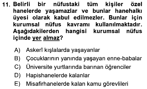 Nüfus Ve Toplum 2024-2025 Dönem Sonu Sınavı - 11. soru