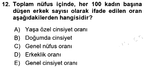 Nüfus Ve Toplum 2024-2025 Dönem Sonu Sınavı - 12. soru