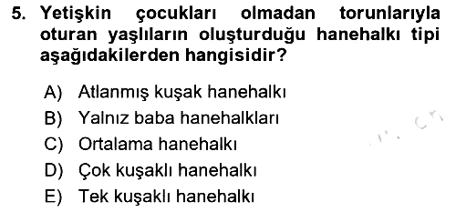 Nüfus Ve Toplum 2025-2026 Dönem Sonu Sınavı - 5. soru