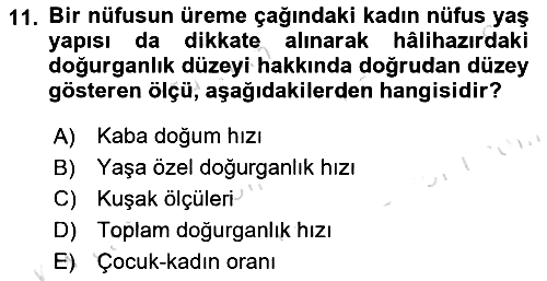 Nüfus Ve Toplum 2025-2026 Dönem Sonu Sınavı - 11. soru