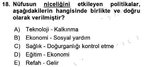 Nüfus Ve Toplum 2025-2026 Dönem Sonu Sınavı - 18. soru